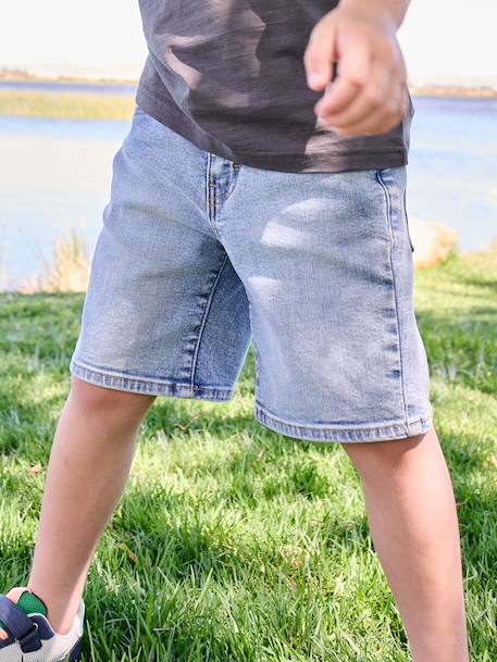 Bermuda en denim garçon taille ajustable double stone+stone - vertbaudet enfant 