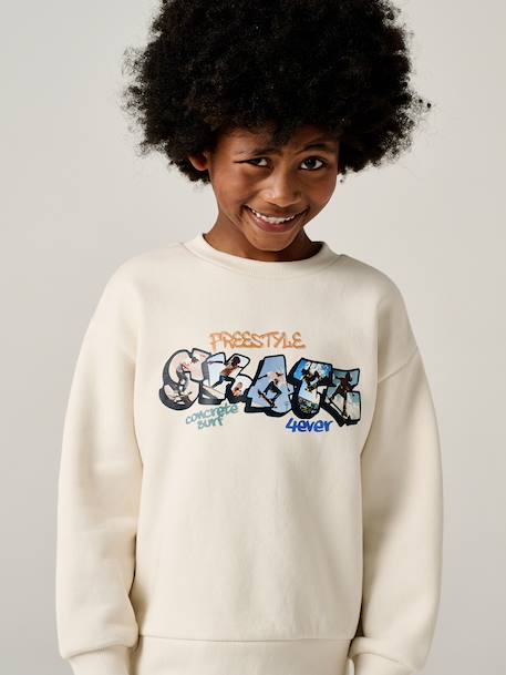 Sweat col rond surf bleu chambray+écru - vertbaudet enfant 