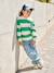 Gestreept sweater voor jongens met geplaatst motief geel, gestreept+pistache - vertbaudet enfant 