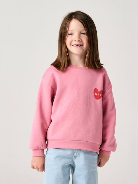 Sweat fille motif imprimé anthracite+corail+encre+pivoine+sauge+vanille+violet+violine - vertbaudet enfant 