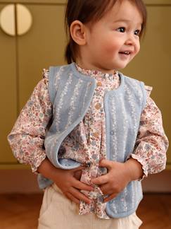 -Gilet bébé sans manche denim fleurs