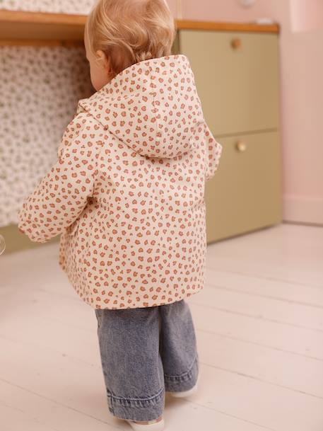 Regenjas 3 in 1 babymeisje met luipaardprint ecru - vertbaudet enfant 