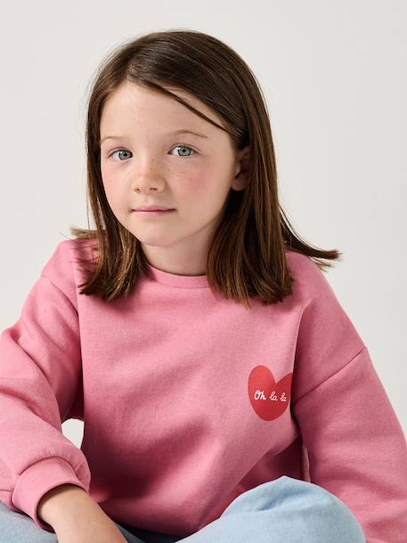 Sweat fille motif imprimé anthracite+corail+encre+pivoine+sauge+vanille+violet+violine - vertbaudet enfant 