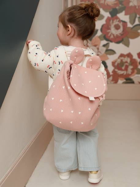 Sac à dos personnalisable en gaze de coton animation oreilles bleu nuit+multicolore+rose+rose poudré+vanille+vert sauge - vertbaudet enfant 