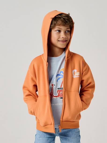 Sweat zippé garçon capuche orange - vertbaudet enfant 