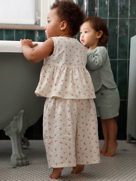 Ensemble top pantalon large bébé écru - vertbaudet enfant 