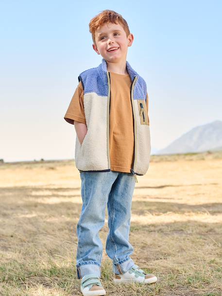 Sweater voor jongens zonder mouwen in sherpa meerkleurig - vertbaudet enfant 