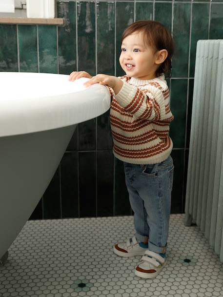 Gestreept katoenen trui voor babyjongens beige, gestreept - vertbaudet enfant 