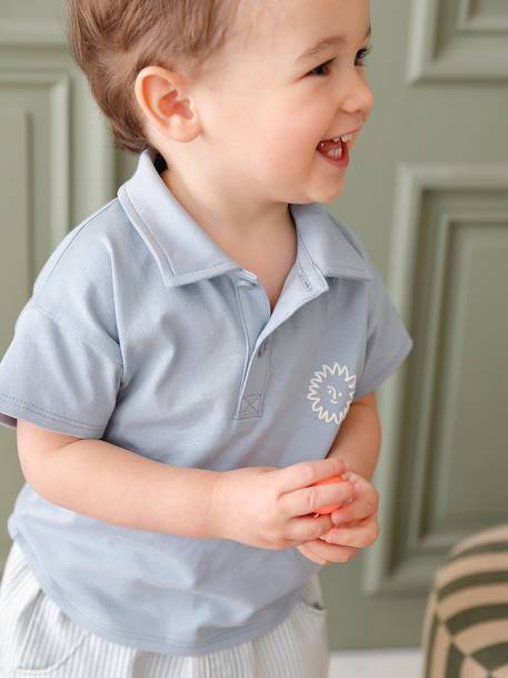 Babyset met polo en broek baby jongen blauw, gestreept - vertbaudet enfant 