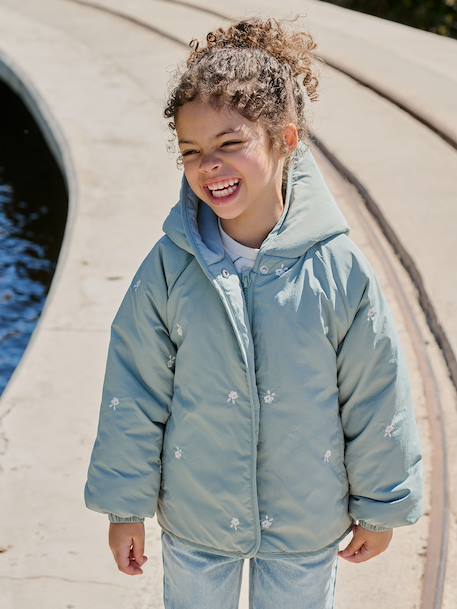Fille-Manteau, veste-Doudoune légère fille brodée