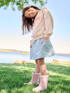 -Jupe en jean fille poches coeur 