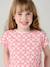 Gestreept T-shirt voor meisjes met sierstrik lavendel+rozen+wit - vertbaudet enfant 