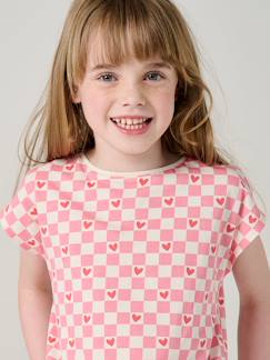 -T-shirt fille imprimé noeud fantaisie manches courtes
