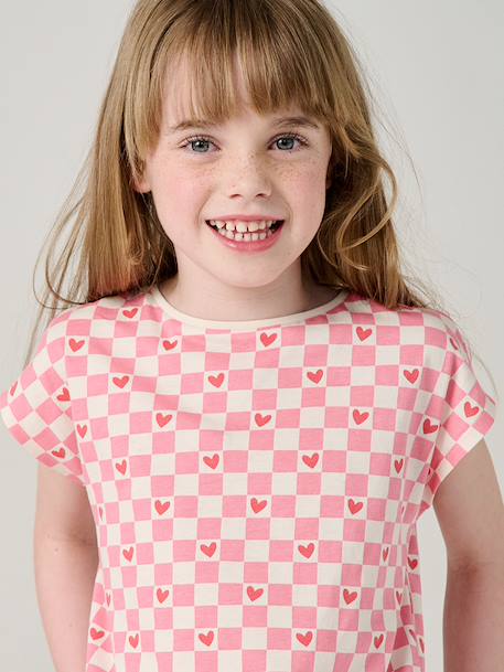 T-shirt fille imprimé noeud fantaisie manches courtes blanc+lavande+rose - vertbaudet enfant 