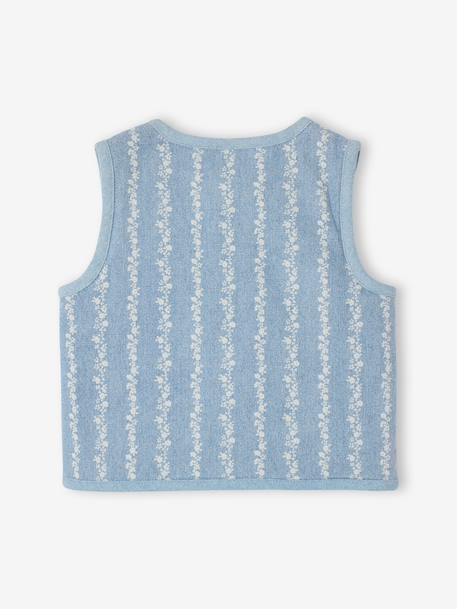 Gilet bébé sans manche denim fleurs stone - vertbaudet enfant 