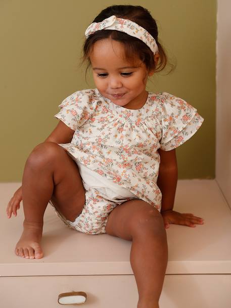 Babyset met jurk slip en haarband ecru - vertbaudet enfant 