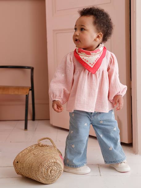 Babyset blouse en sjaal rozen - vertbaudet enfant 