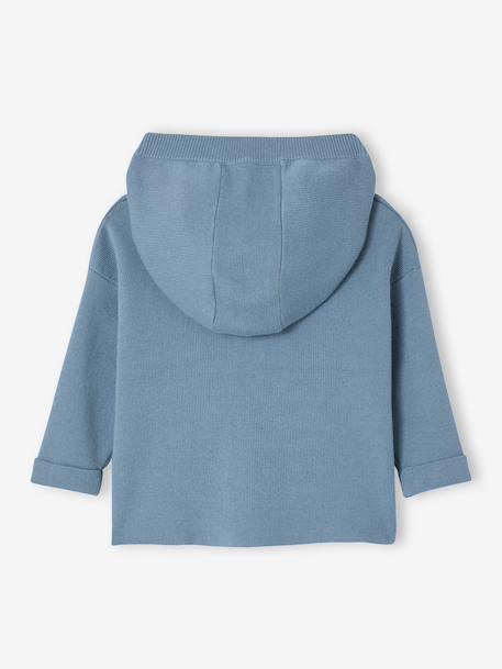 Pull à capuche bébé bleu jean+écru+tomette - vertbaudet enfant 