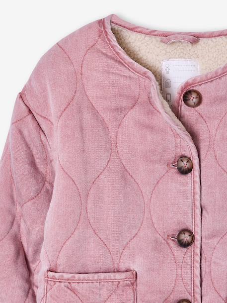 Veste matelassée fille doublée sherpa anthracite+rose - vertbaudet enfant 