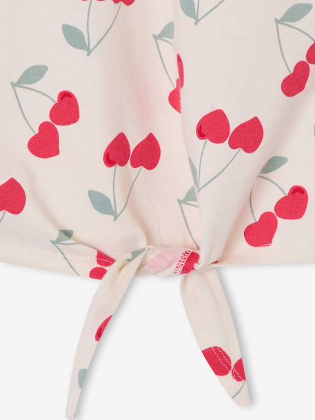 T-shirt fille imprimé noeud fantaisie manches courtes blanc+lavande+rose - vertbaudet enfant 