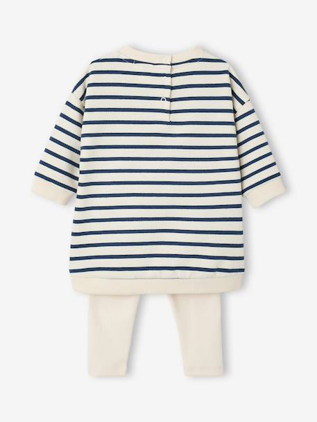 Babyset met jurk en legging personaliseerbaar marineblauw, gestreept - vertbaudet enfant 