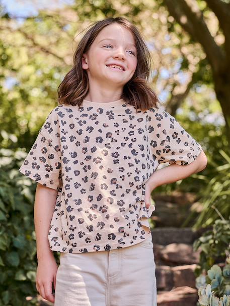Fille-T-shirt, sous-pull-T-shirt fille imprimé manches courtes 
