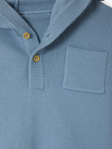 Pull à capuche bébé bleu jean+écru+tomette - vertbaudet enfant 