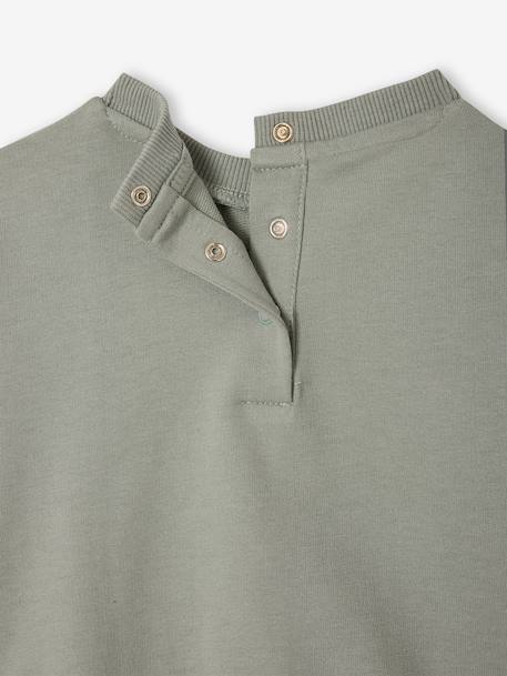 Babysweater met ronde kraag Basics ecru+saliegroen - vertbaudet enfant 