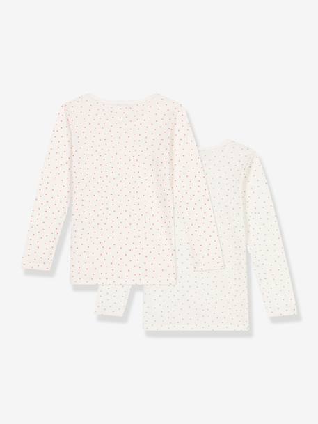 Lot 2 tee-shirts manches longues Petit Bateau blanc - vertbaudet enfant 