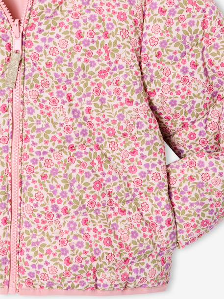 Doudoune fille légère réversible anthracite+mauve+rose pâle - vertbaudet enfant 
