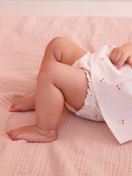 Ensemble 3 pièces short t-shirt bandeau écru - vertbaudet enfant 