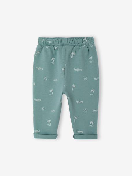 Broek met print van molton baby cappuccino+saliegroen+smaragdgroen - vertbaudet enfant 