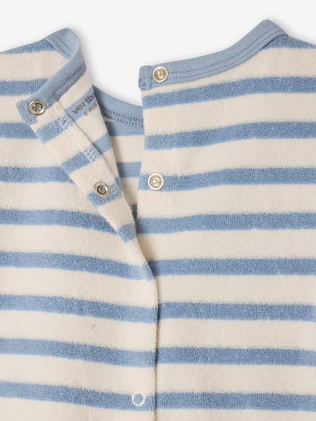 Badstoffen babyset met T-shirt en short blauw, gestreept+taupe - vertbaudet enfant 