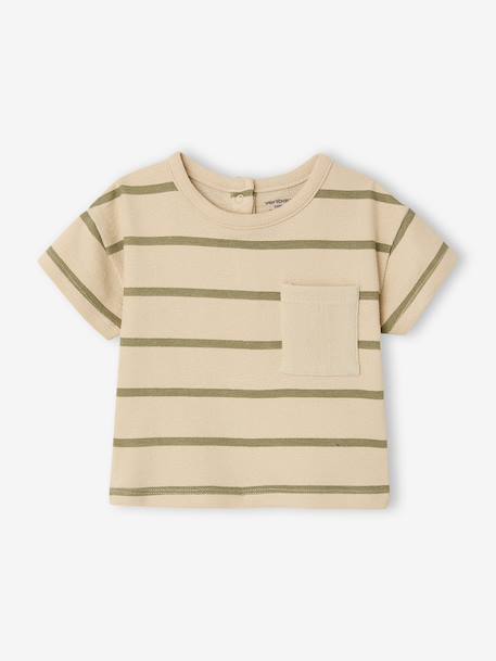 T-shirt bébé rayé en coton rayé bleu+rayé vert - vertbaudet enfant 