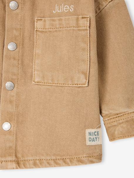 Drukknoop-overhemd voor baby taupe - vertbaudet enfant 