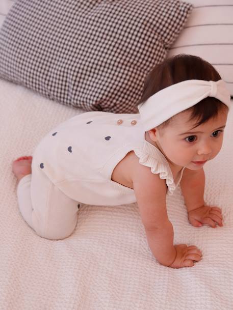 Babypakje salopet voor meisjes en haarband ecru - vertbaudet enfant 