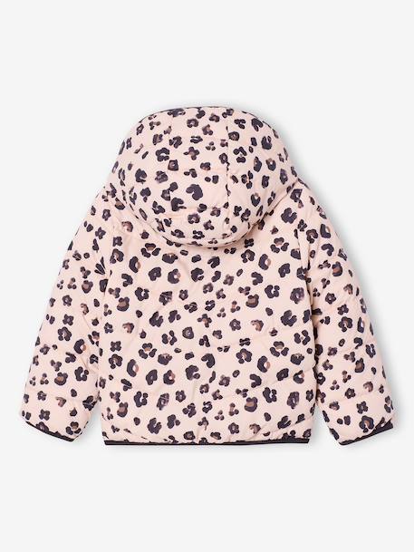 Doudoune fille légère réversible anthracite+mauve+rose pâle - vertbaudet enfant 