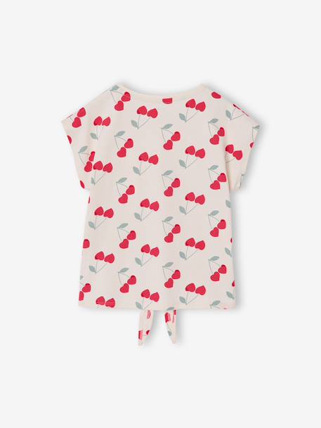 T-shirt fille imprimé noeud fantaisie manches courtes blanc+lavande+rose - vertbaudet enfant 