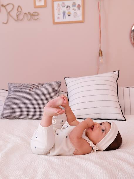 Babypakje salopet voor meisjes en haarband ecru - vertbaudet enfant 