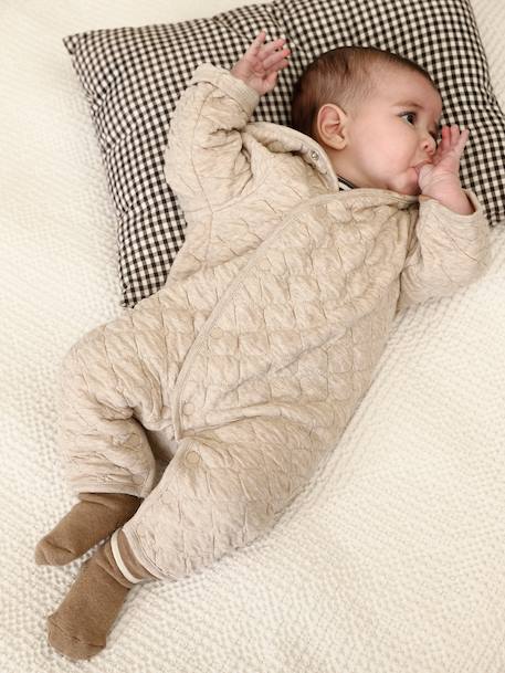 Combipilote bébé en jersey beige chiné - vertbaudet enfant 