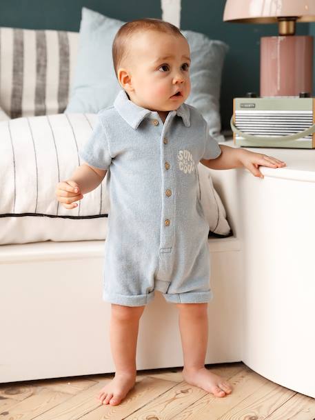 Combishort bébé en éponge bleu ciel - vertbaudet enfant 