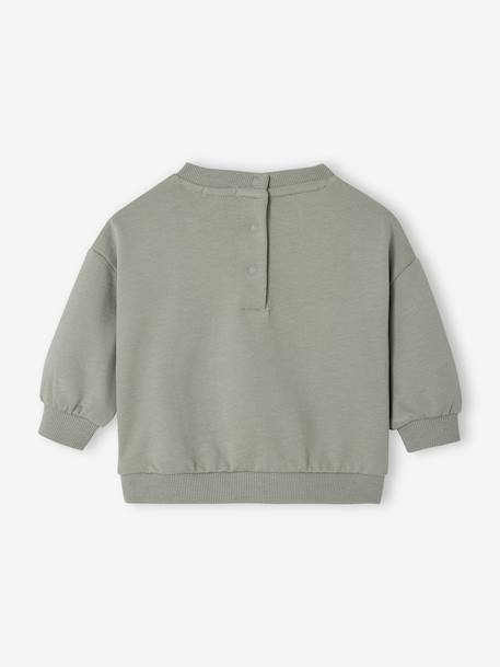 Babysweater met ronde kraag Basics ecru+saliegroen - vertbaudet enfant 