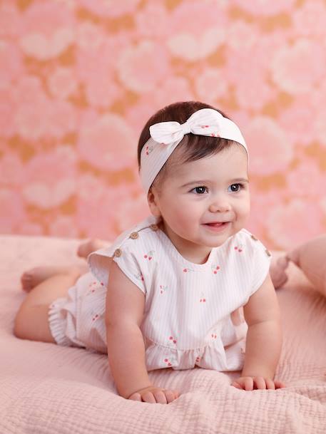 3-delige set met short, shirt en haarband ecru - vertbaudet enfant 