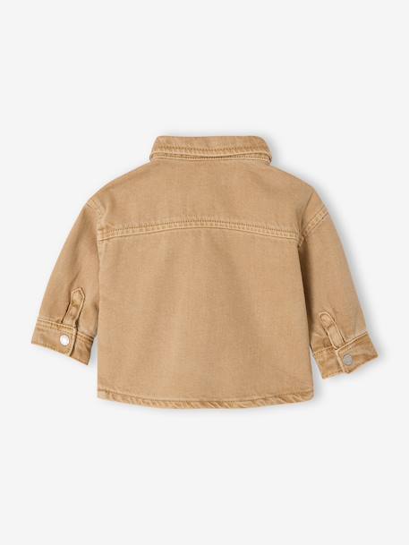 Drukknoop-overhemd voor baby taupe - vertbaudet enfant 