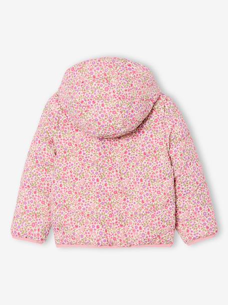 Doudoune fille légère réversible anthracite+mauve+rose pâle - vertbaudet enfant 
