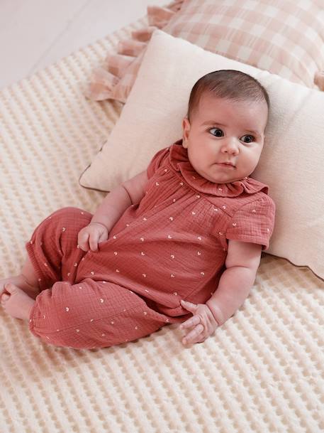 Combinaison bébé fille manches courtes blush - vertbaudet enfant 