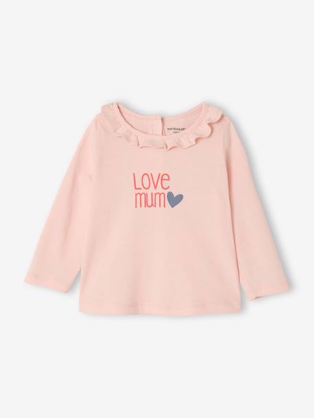 Lot 2 T-shirt manches longues collerette rose pâle - vertbaudet enfant 