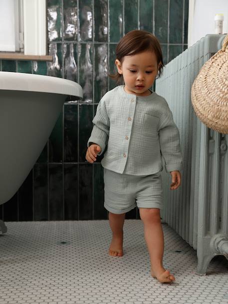 Ensemble 3 pièces short bébé garçon vert d'eau - vertbaudet enfant 