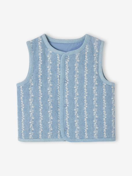 Gilet bébé sans manche denim fleurs stone - vertbaudet enfant 