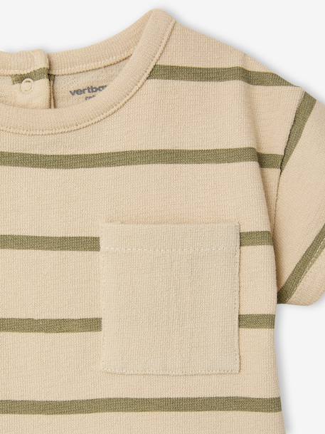 T-shirt bébé rayé en coton rayé bleu+rayé vert - vertbaudet enfant 